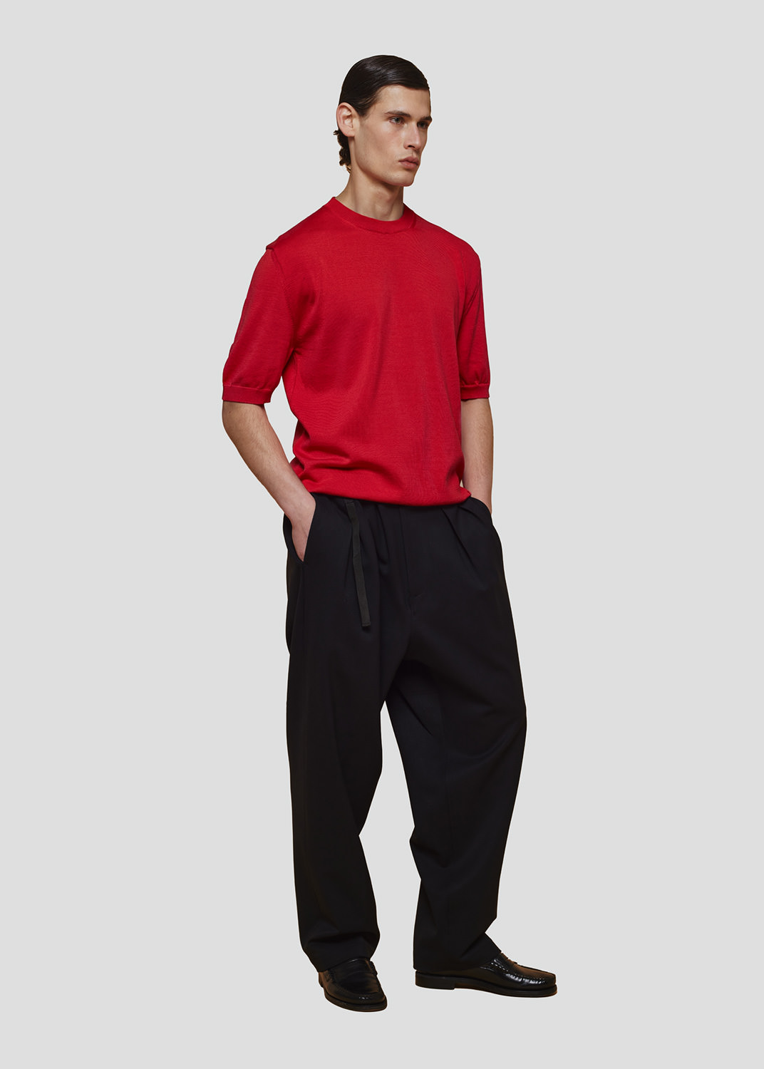 SEVEN GAUGE: PULLOVER GIROCOLLO IN COTONE LEGGERO M/C ROSSO