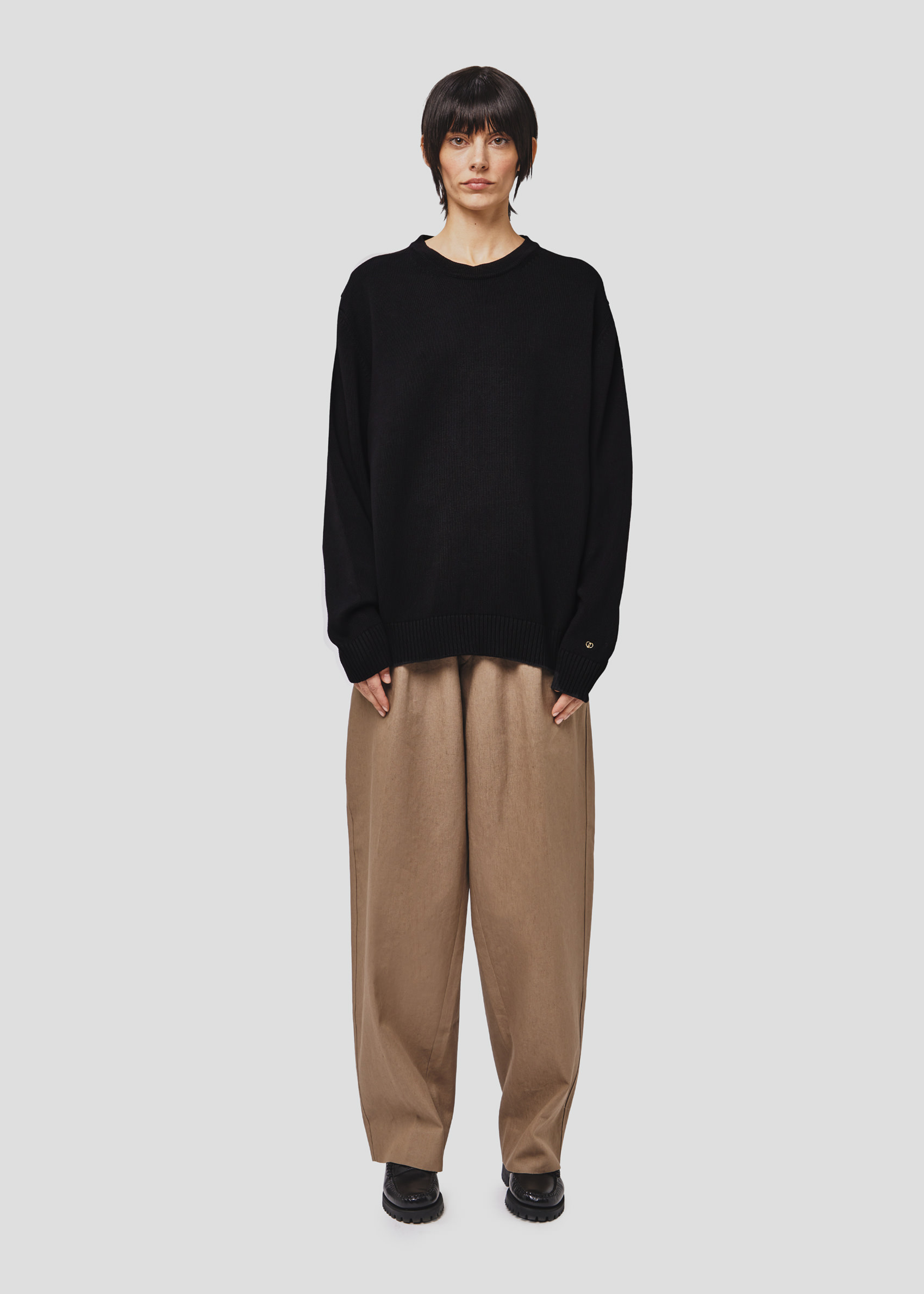 SEVEN GAUGE: PULLOVER GIROCOLLO IN COTONE NERO