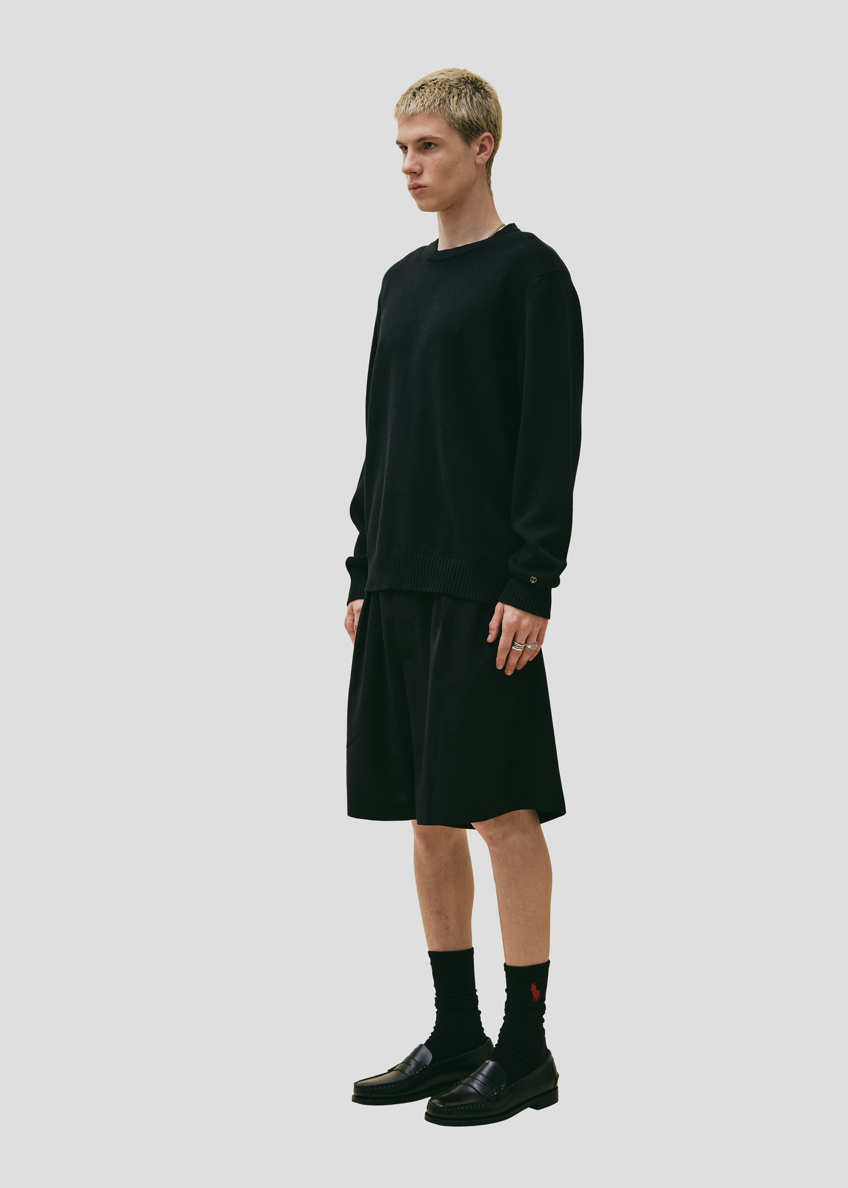 SEVEN GAUGE: PULLOVER GIROCOLLO IN COTONE NERO