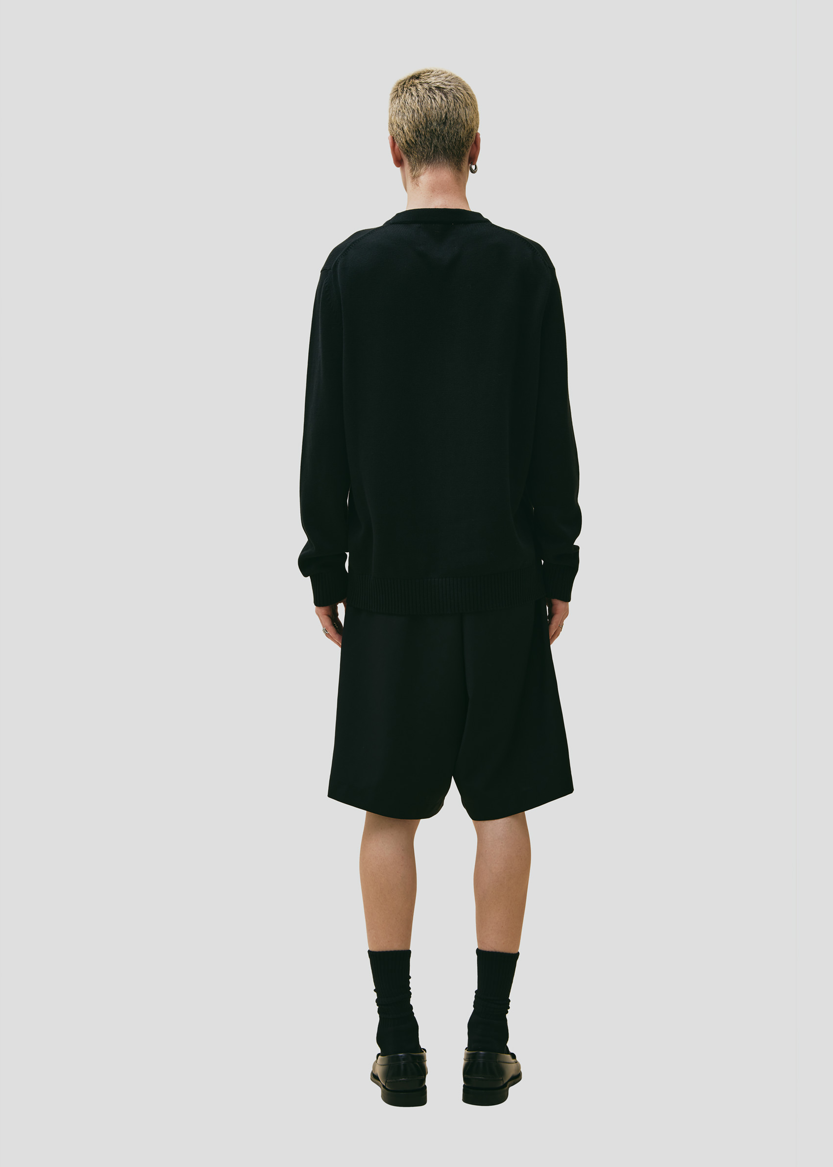 SEVEN GAUGE: PULLOVER GIROCOLLO IN COTONE NERO