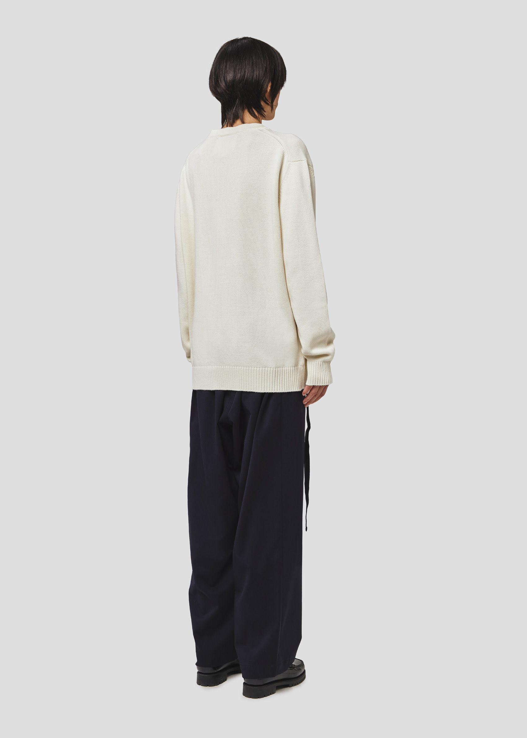 SEVEN GAUGE: PULLOVER GIROCOLLO IN COTONE PANNA