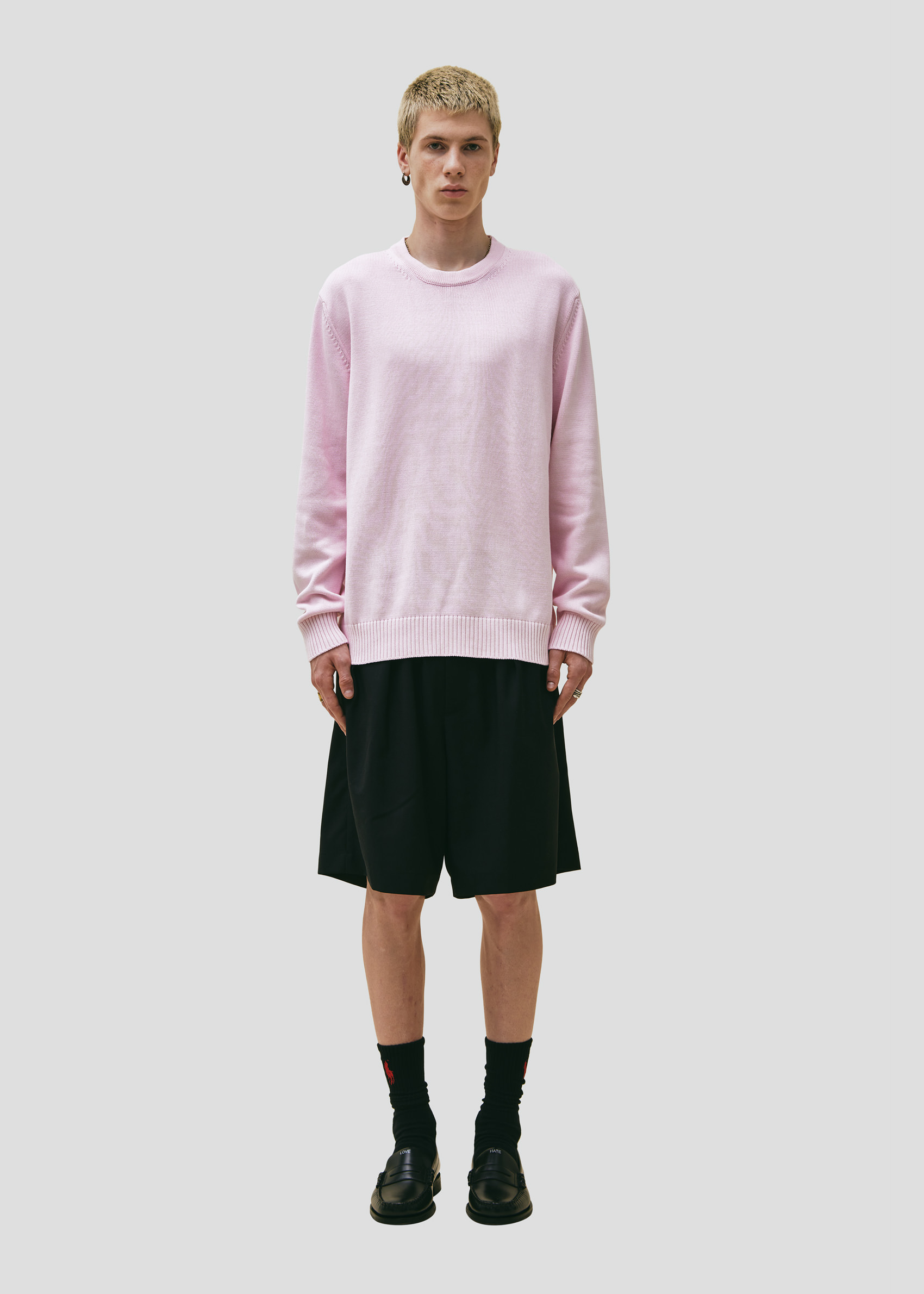 SEVEN GAUGE: COTTON CREW NECK SWEATER PINK