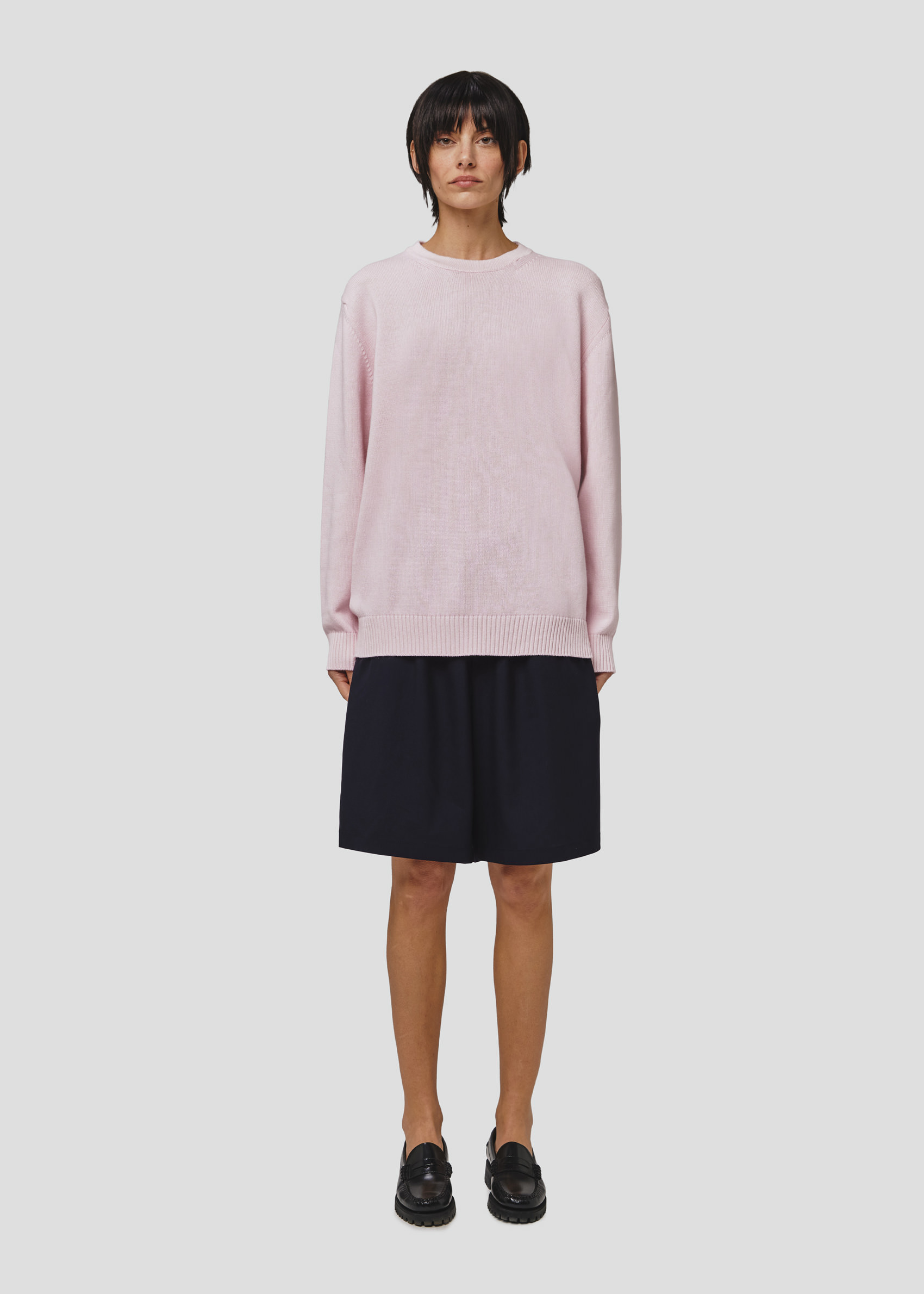 SEVEN GAUGE: COTTON CREW NECK SWEATER PINK