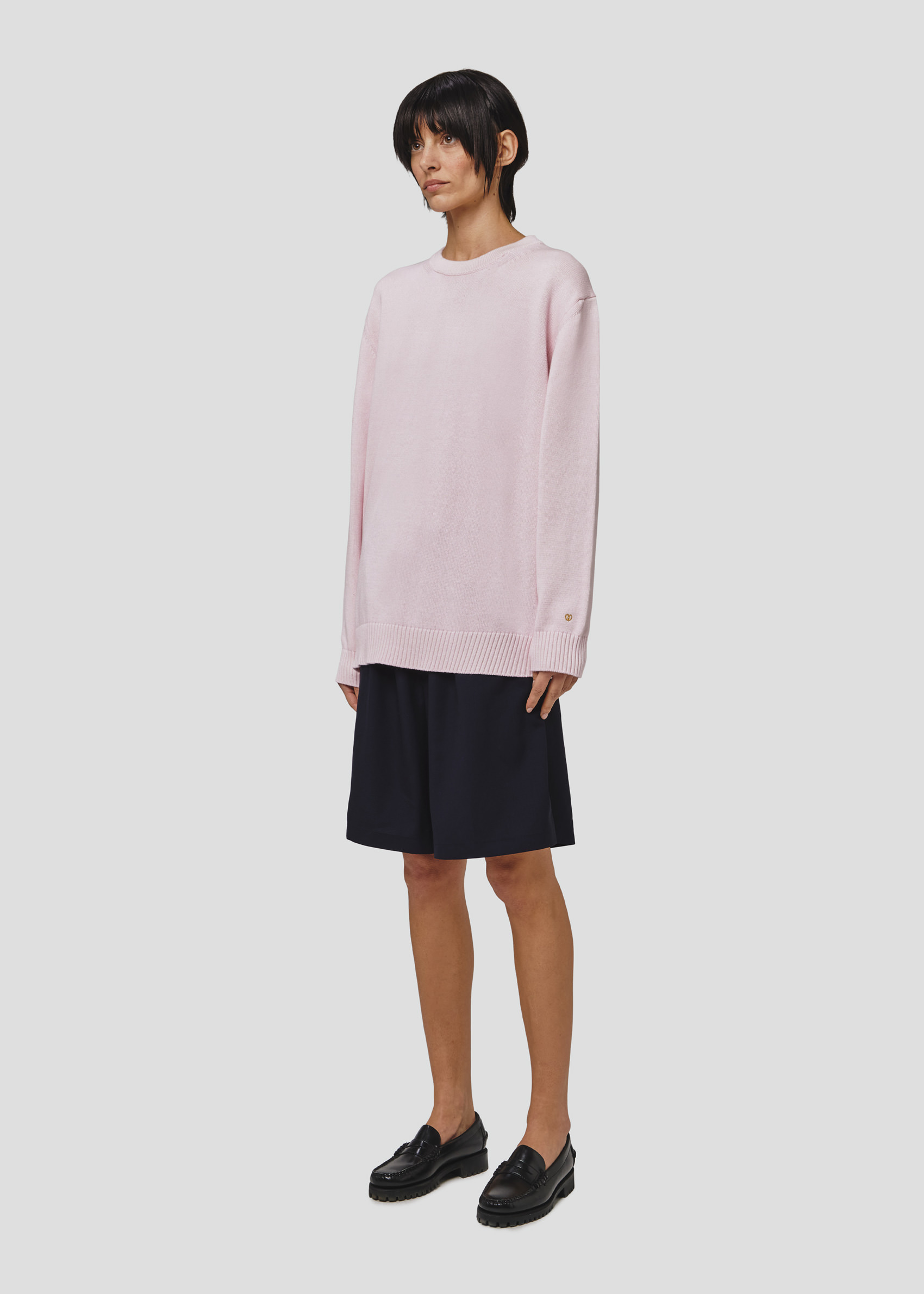 SEVEN GAUGE: PULLOVER GIROCOLLO IN COTONE ROSA
