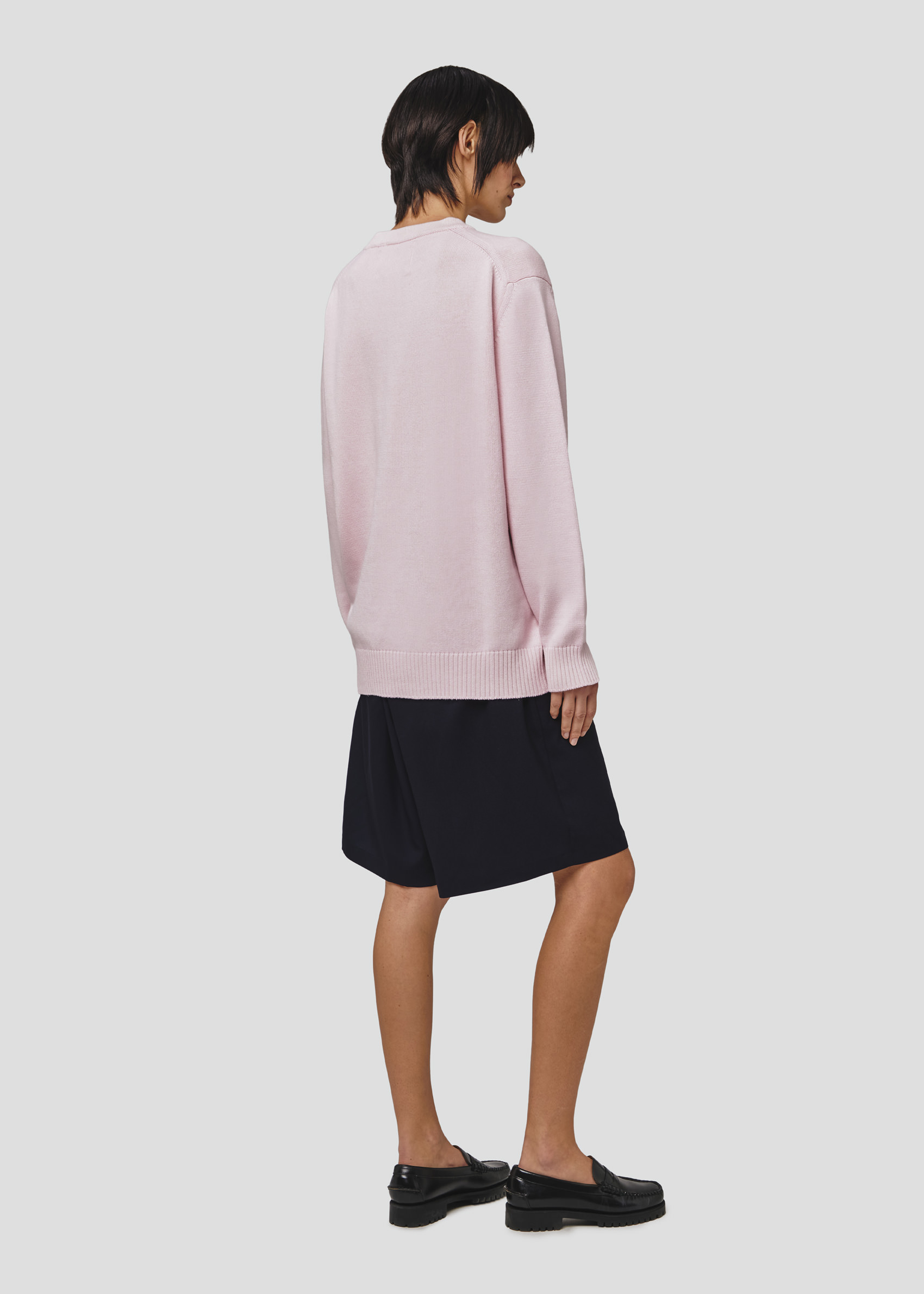 SEVEN GAUGE: COTTON CREW NECK SWEATER PINK