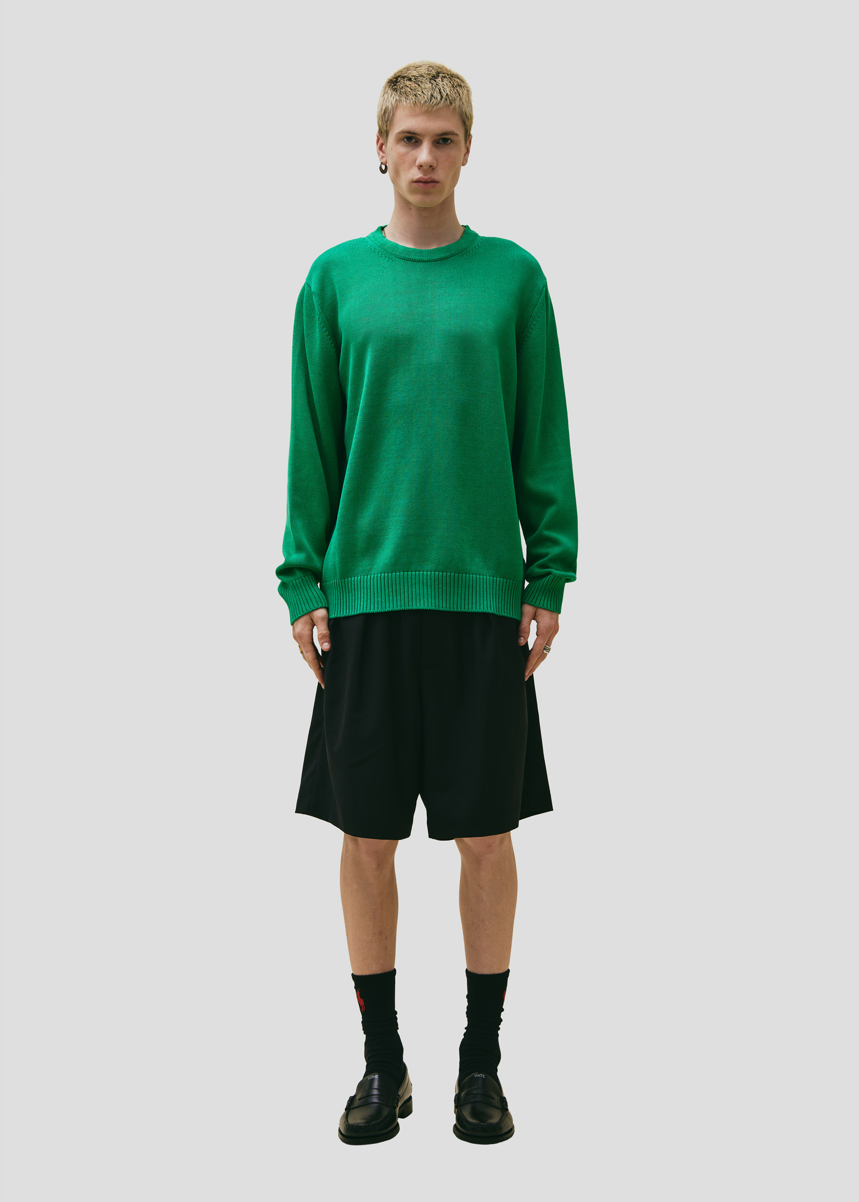 SEVEN GAUGE: PULLOVER GIROCOLLO IN COTONE VERDE