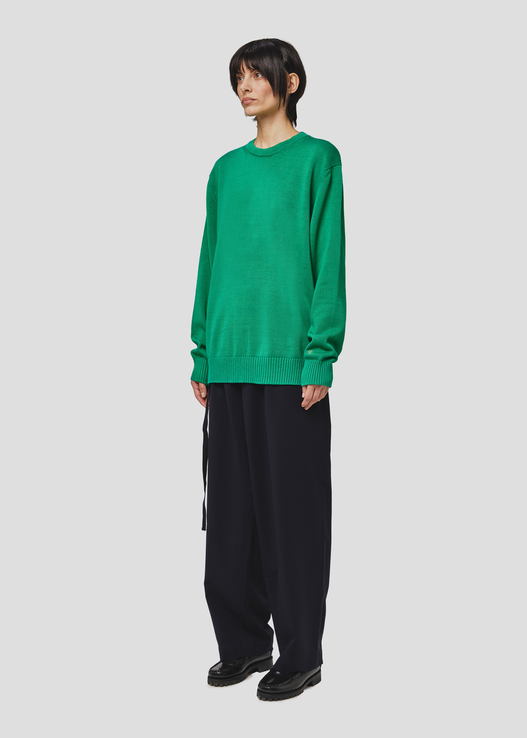 SEVEN GAUGE: PULLOVER GIROCOLLO IN COTONE VERDE