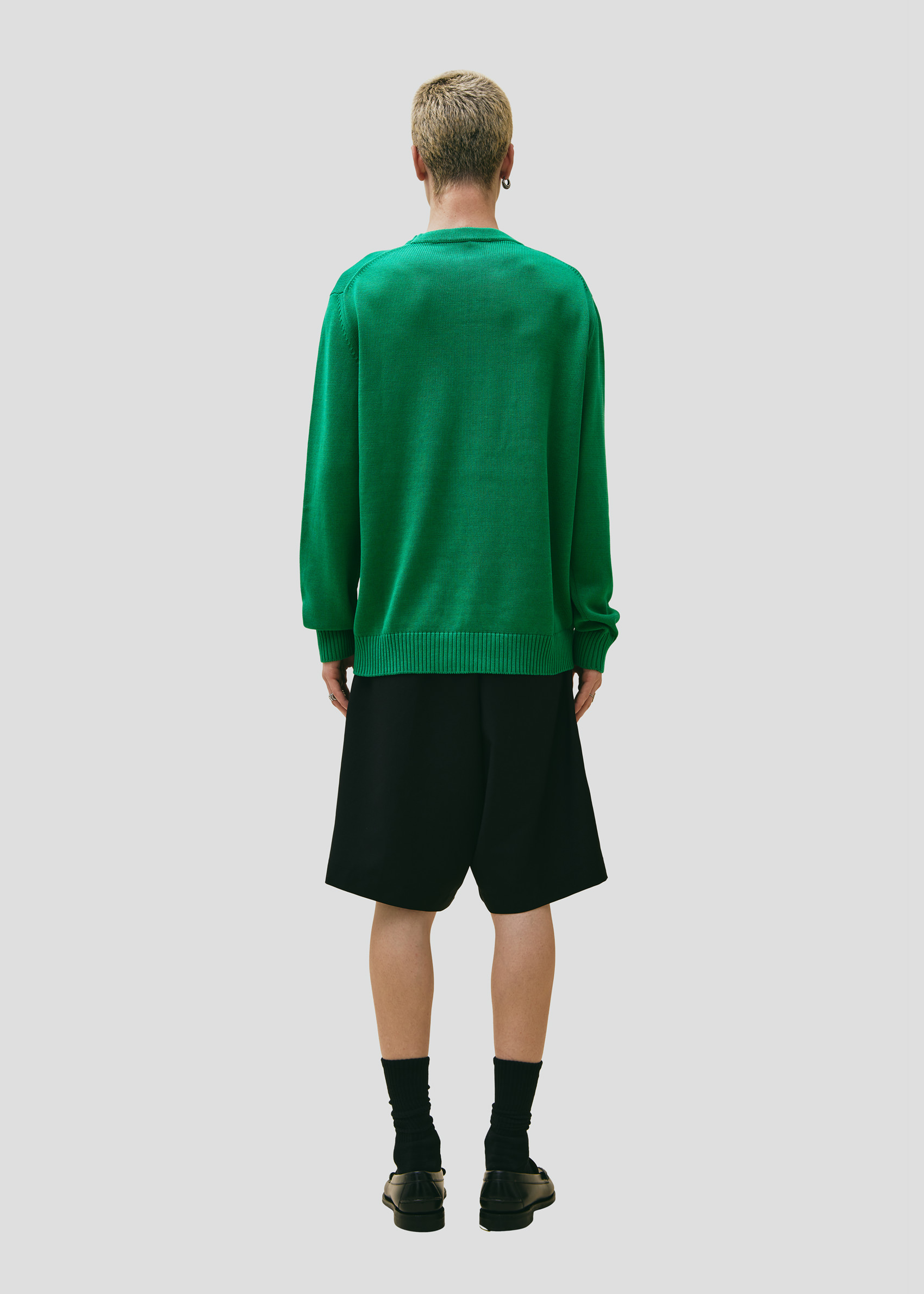 SEVEN GAUGE: COTTON CREW NECK SWEATER GREEN