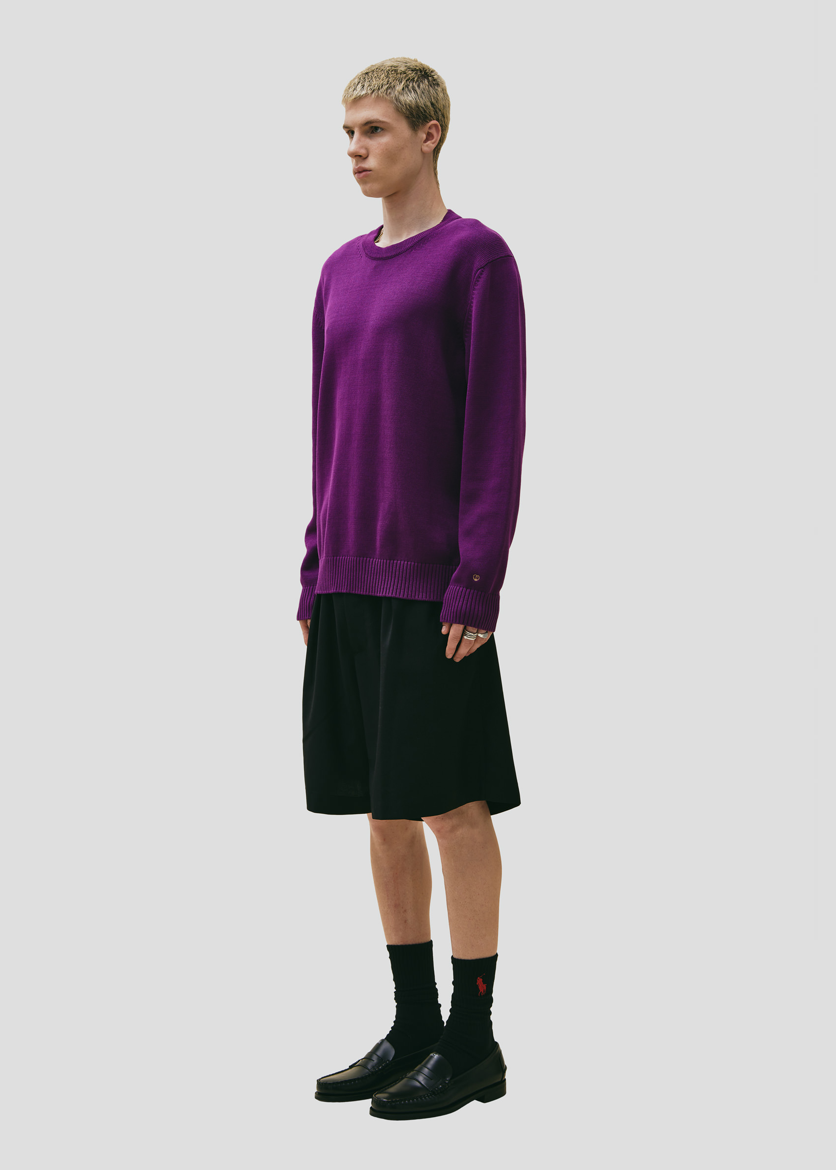 SEVEN GAUGE: COTTON CREW NECK SWEATER PURPLE