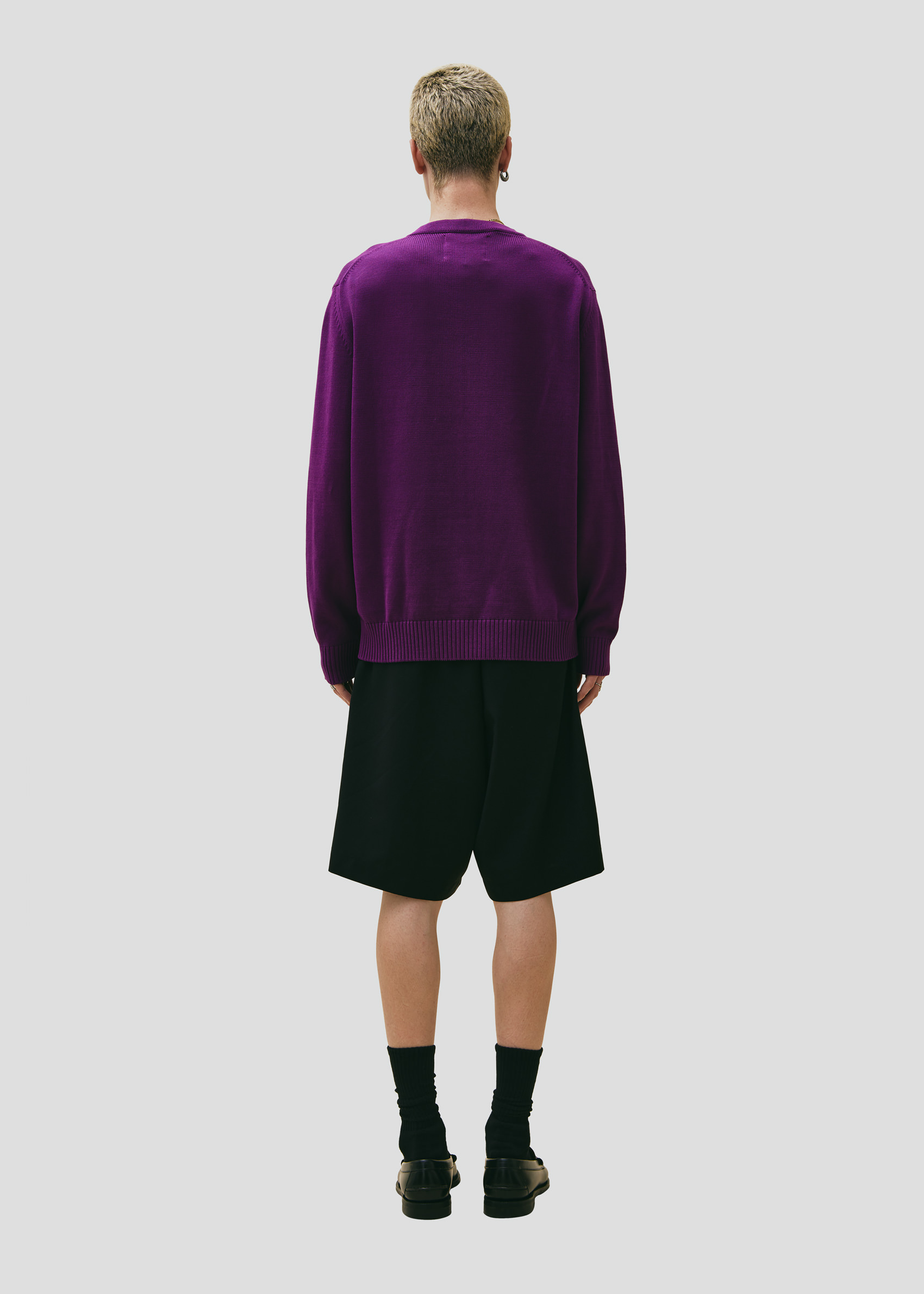 SEVEN GAUGE: COTTON CREW NECK SWEATER PURPLE