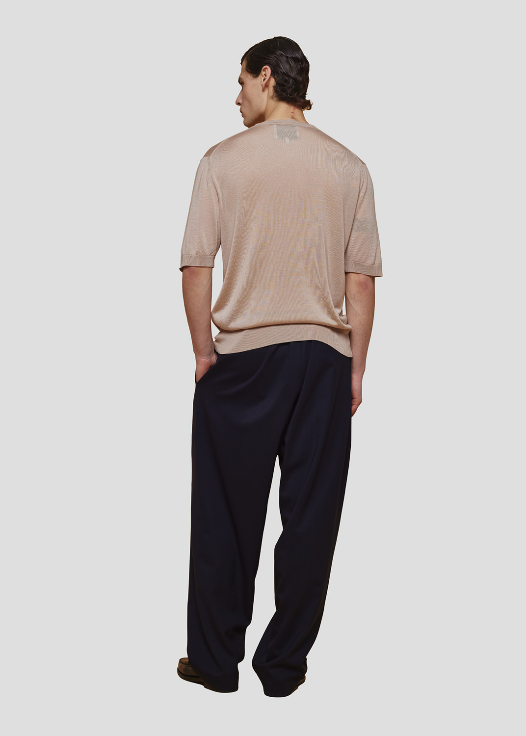 SEVEN GAUGE: PULLOVER LYOCELL GIROCOLLO M/C BEIGE