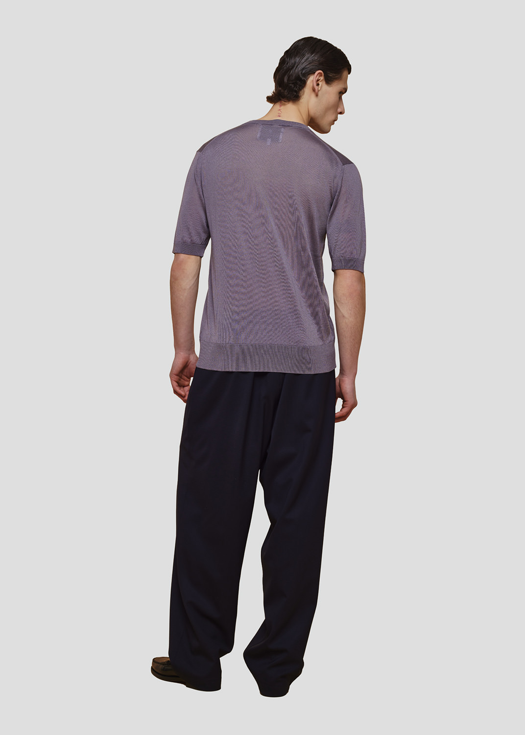 SEVEN GAUGE: PULLOVER LYOCELL GIROCOLLO M/C GRIGIO MELANGE