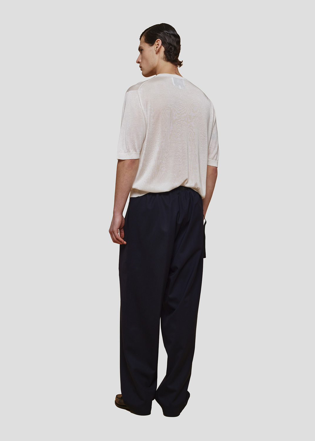 SEVEN GAUGE: PULLOVER LYOCELL GIROCOLLO M/C PANNA