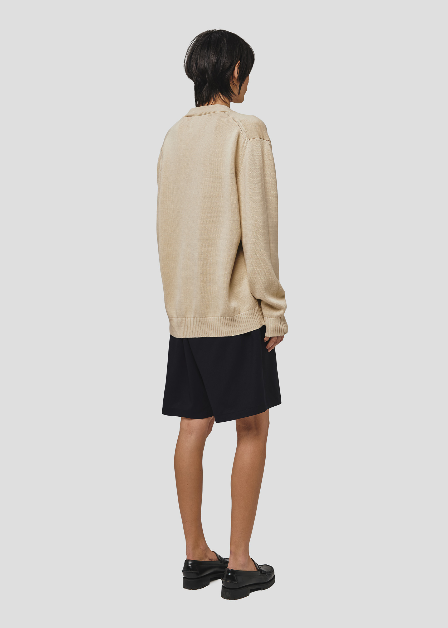 SEVEN GAUGE: PULLOVER SCOLLO A V IN COTONE CORDA