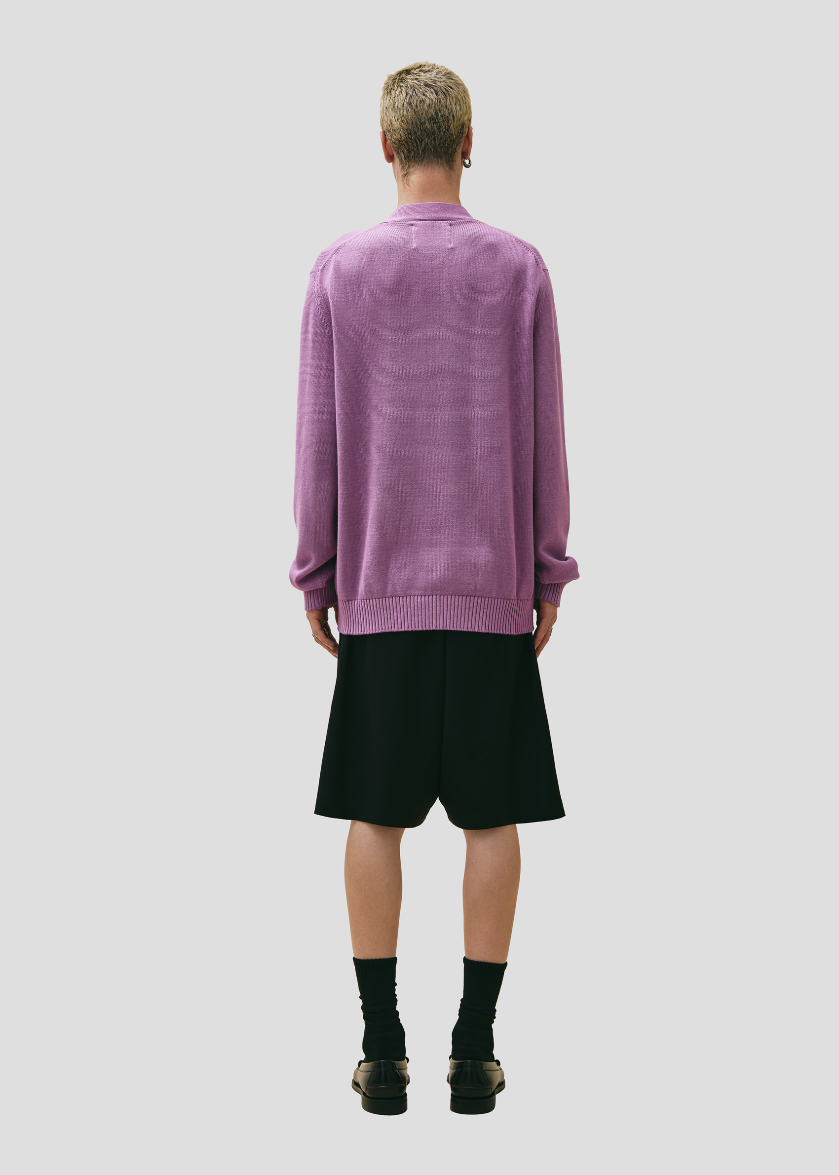 SEVEN GAUGE: PULLOVER SCOLLO A V IN COTONE MALVA
