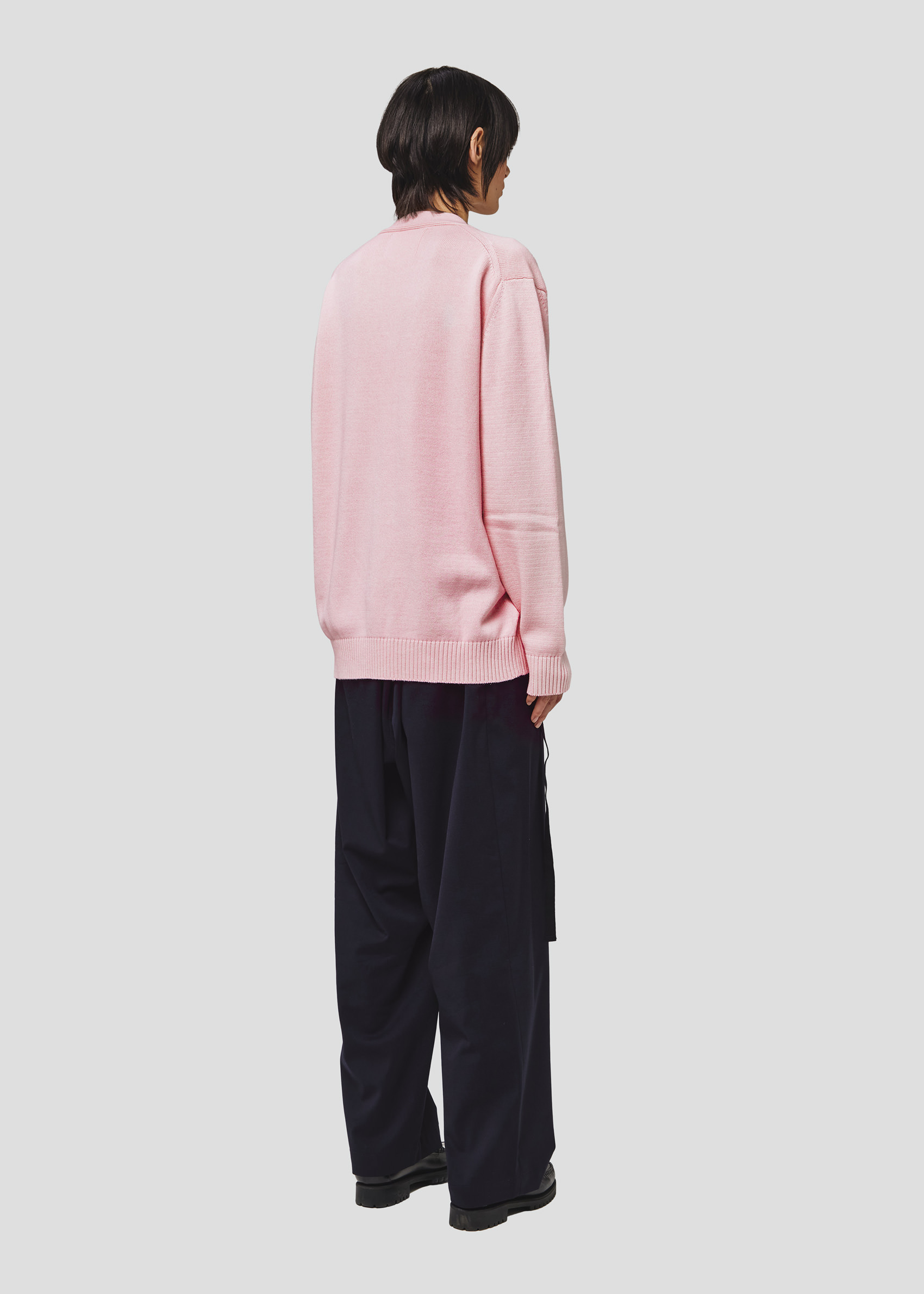 SEVEN GAUGE: PULLOVER SCOLLO A V IN COTONE ROSA