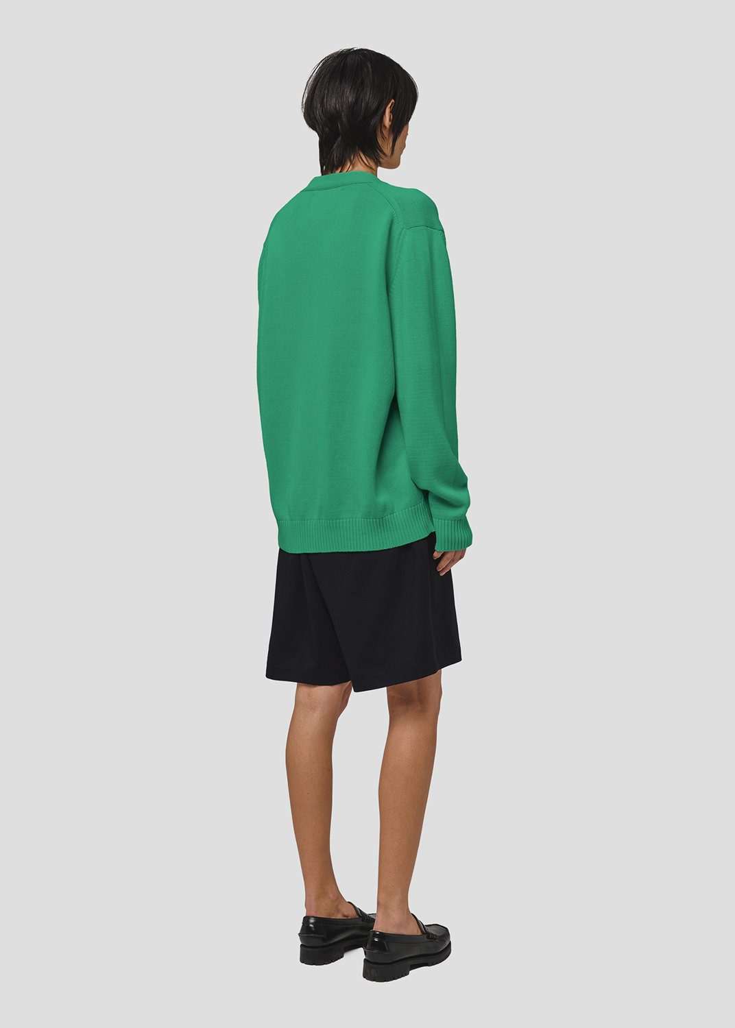 SEVEN GAUGE: PULLOVER SCOLLO A V IN COTONE VERDE