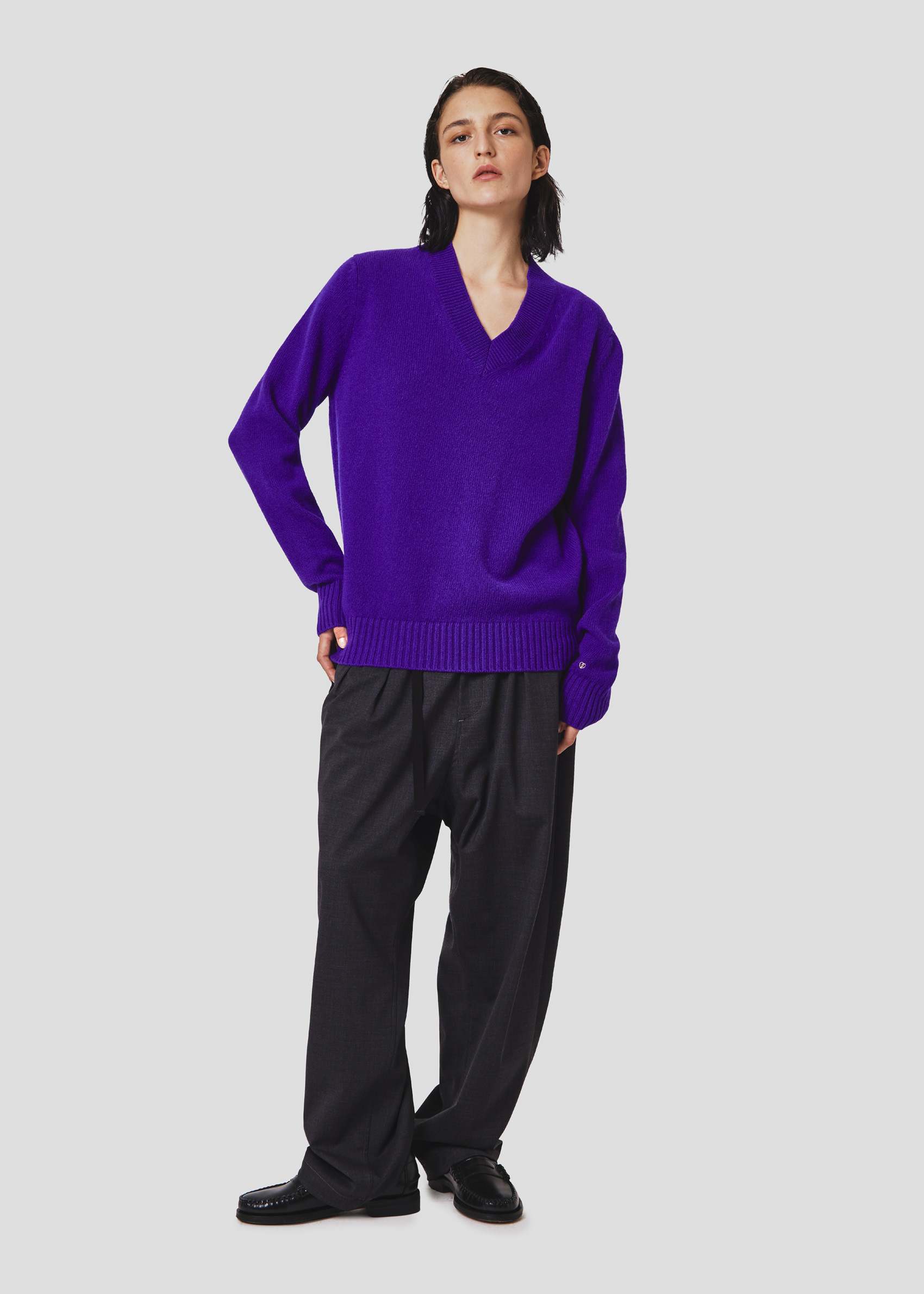 SEVEN GAUGE: PULLOVER SCOLLO A V VIOLA
