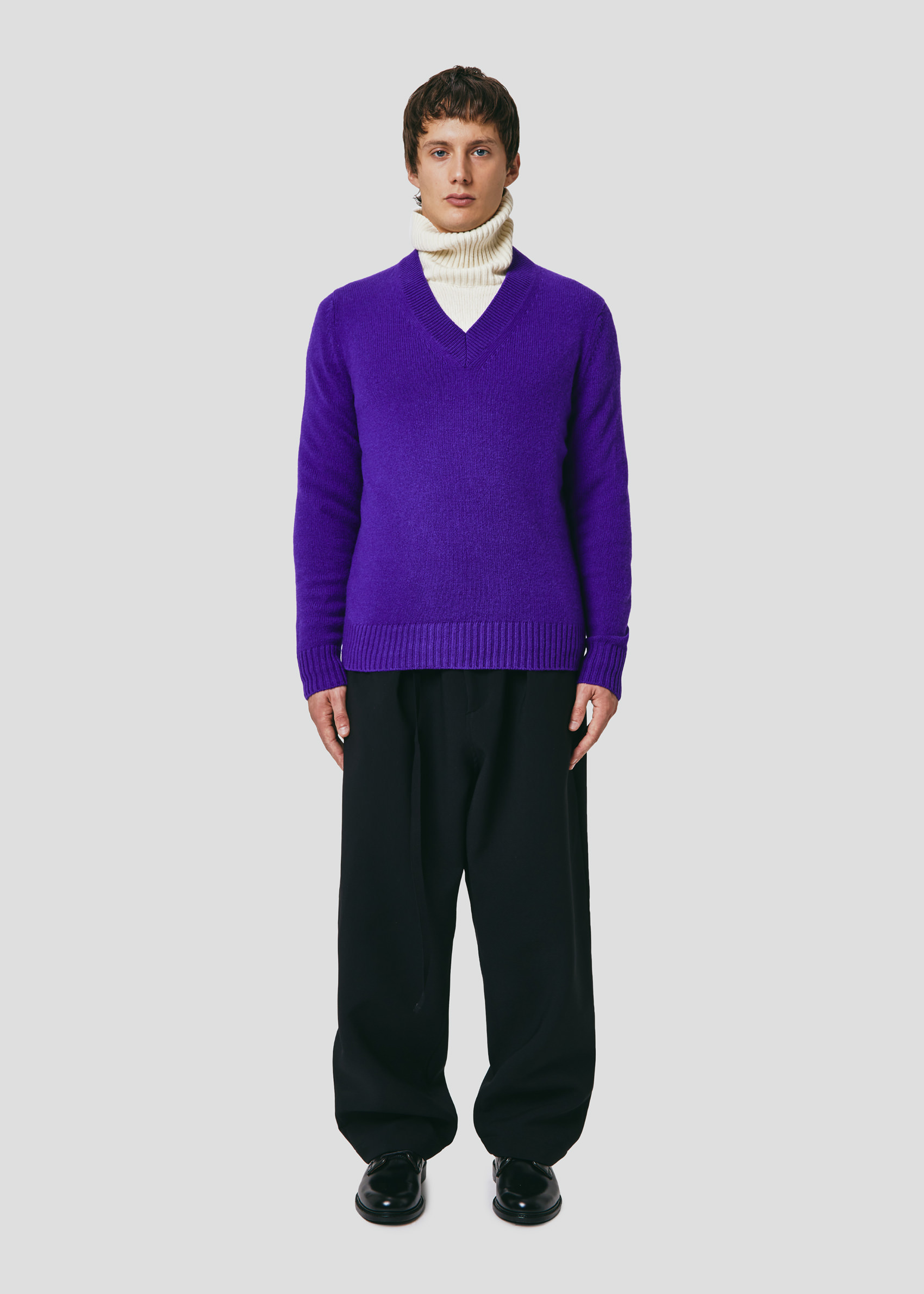 SEVEN GAUGE: PULLOVER SCOLLO A V VIOLA