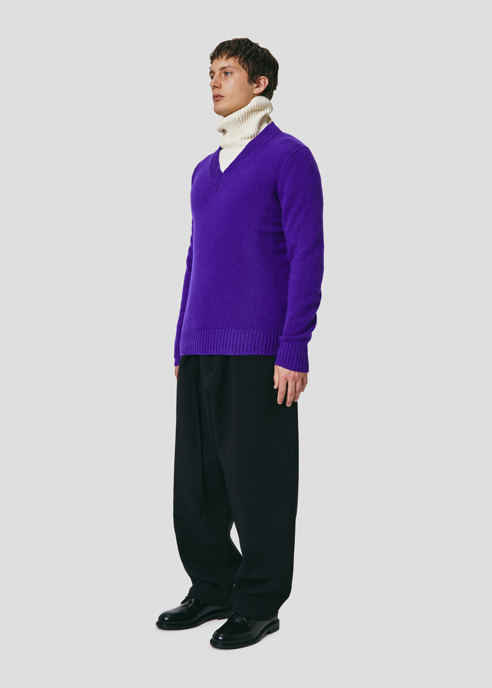 SEVEN GAUGE: PULLOVER SCOLLO A V VIOLA