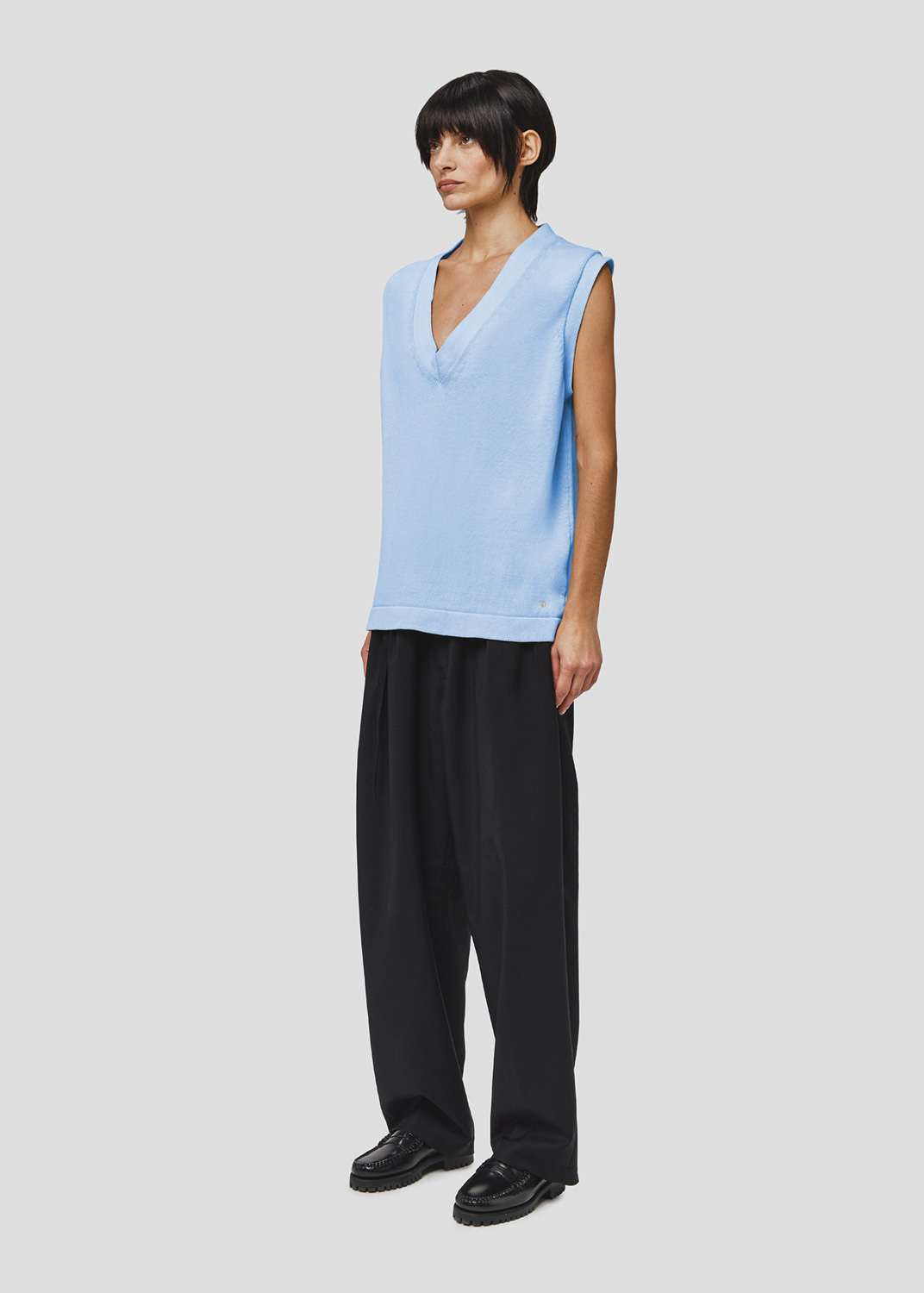 SEVEN GAUGE: GILET IN COTONE AZZURRO