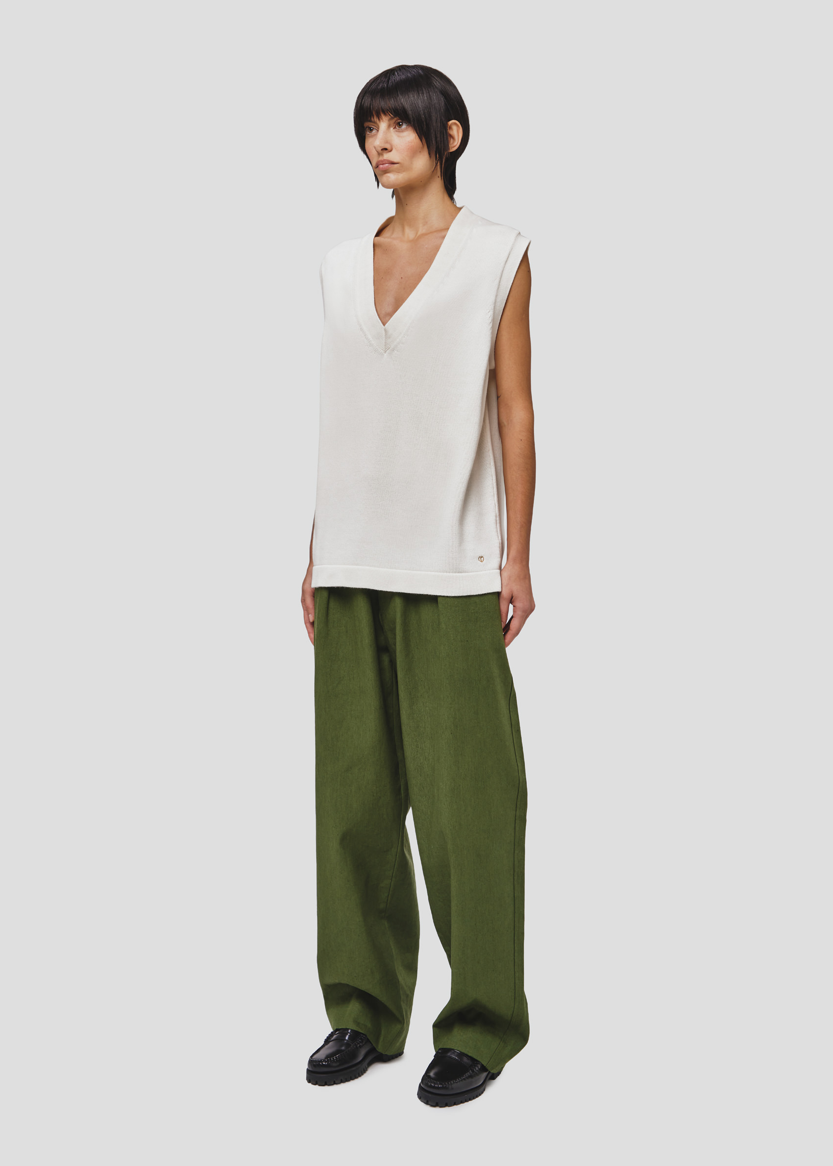 SEVEN GAUGE: GILET IN COTONE PANNA