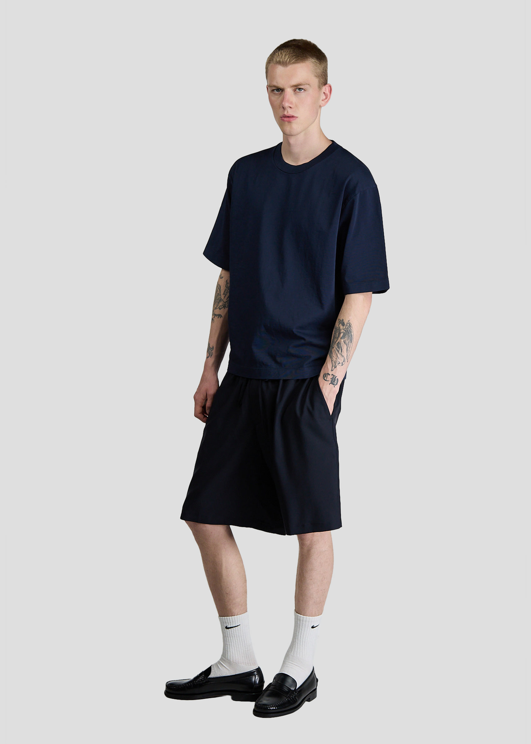 SEVEN GAUGE: T-SHIRT GIROCOLLO MANICA CORTA HEAVY JERSEY BLU