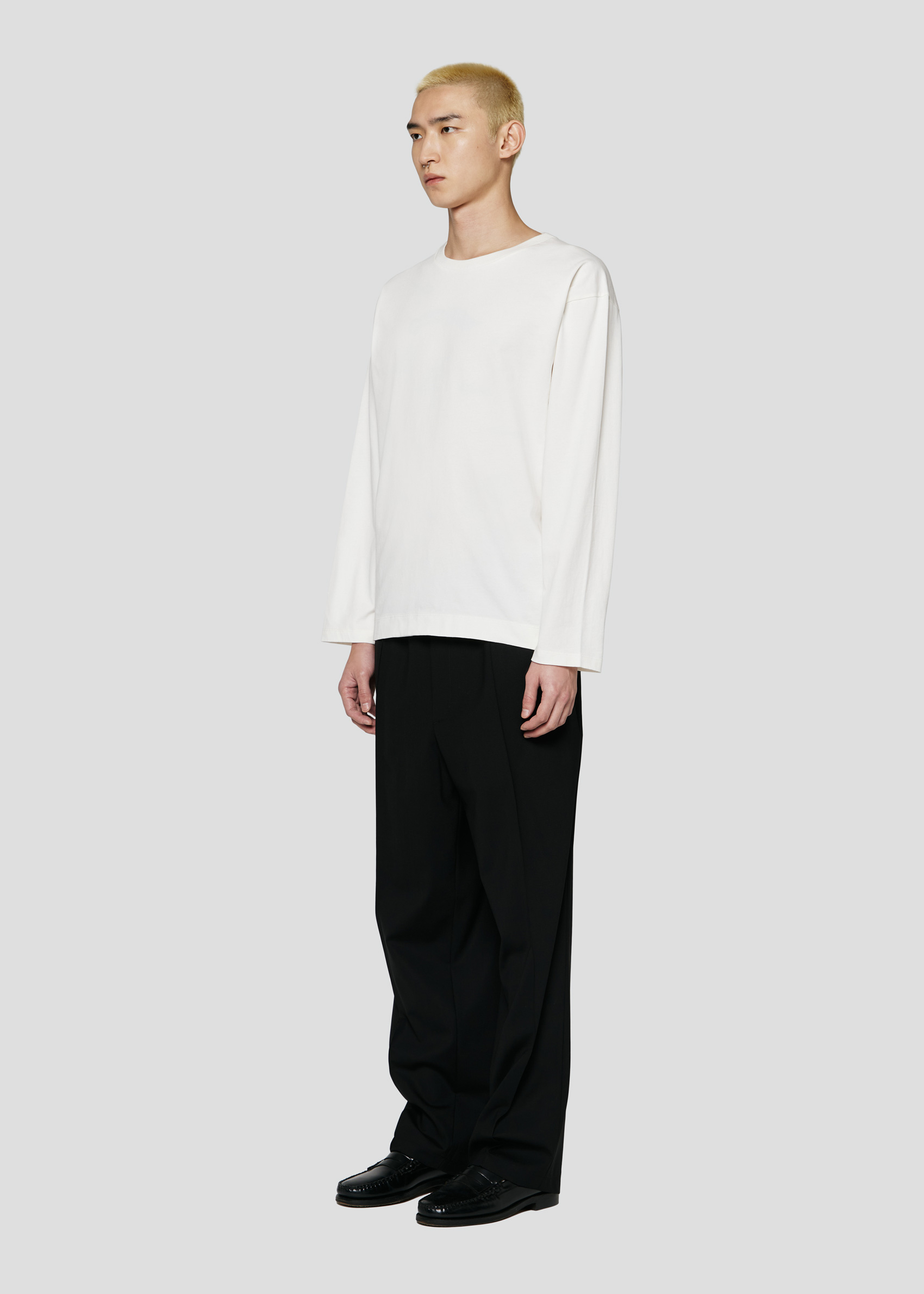 SEVEN GAUGE: T-SHIRT CREWNECK LONG SLEEVE HEAVY JERSEY WHITE