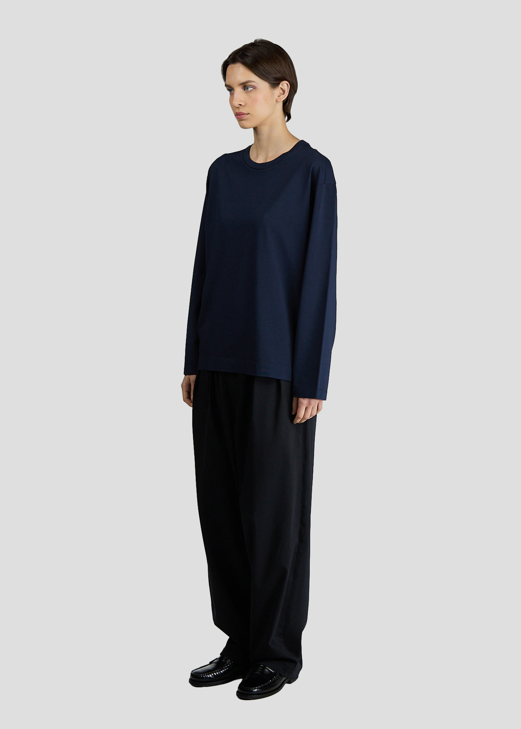 SEVEN GAUGE: T-SHIRT GIROCOLLO MANICA LUNGA HEAVY JERSEY BLU
