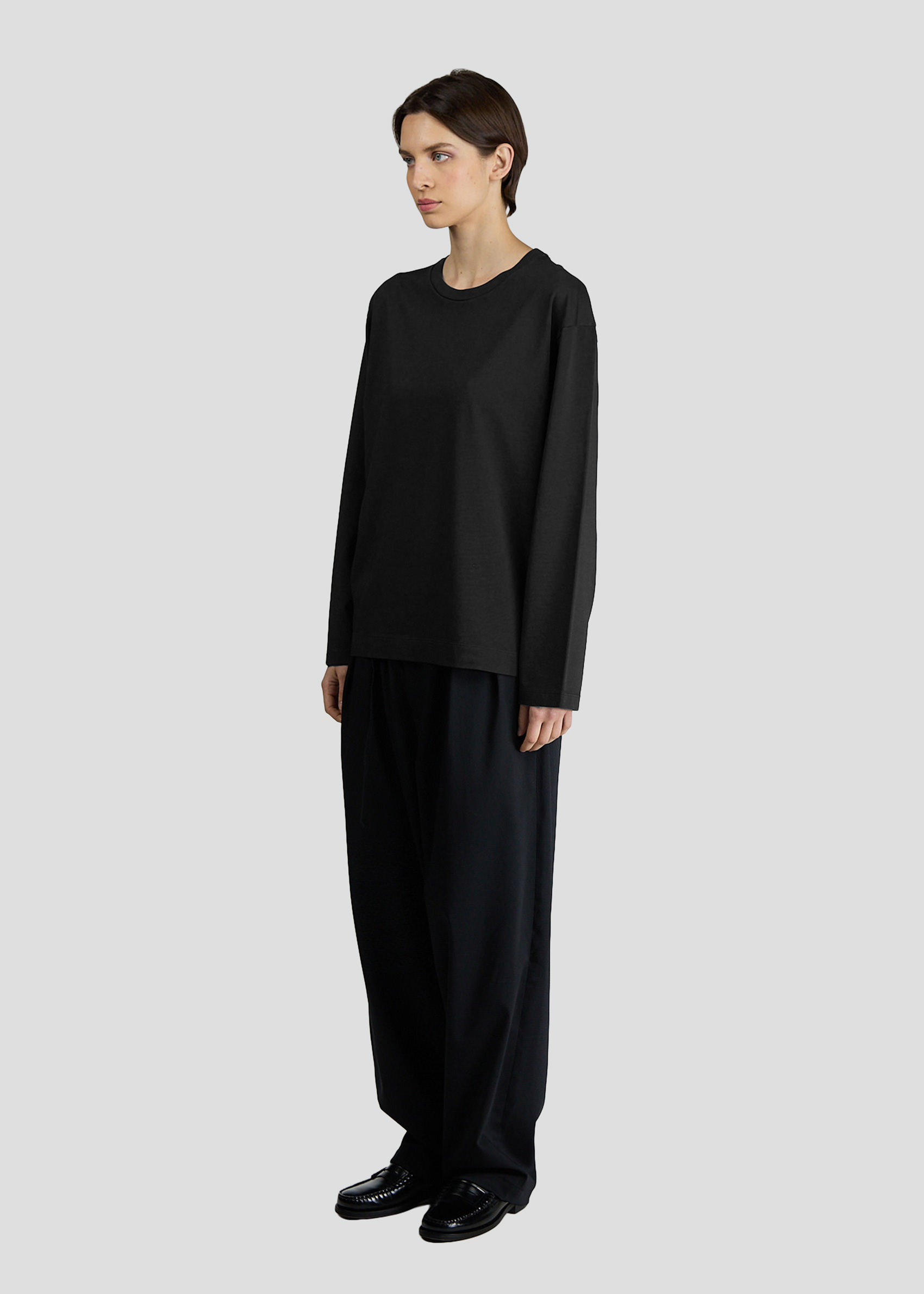 SEVEN GAUGE: T-SHIRT CREWNECK LONG SLEEVE HEAVY JERSEY BLACK