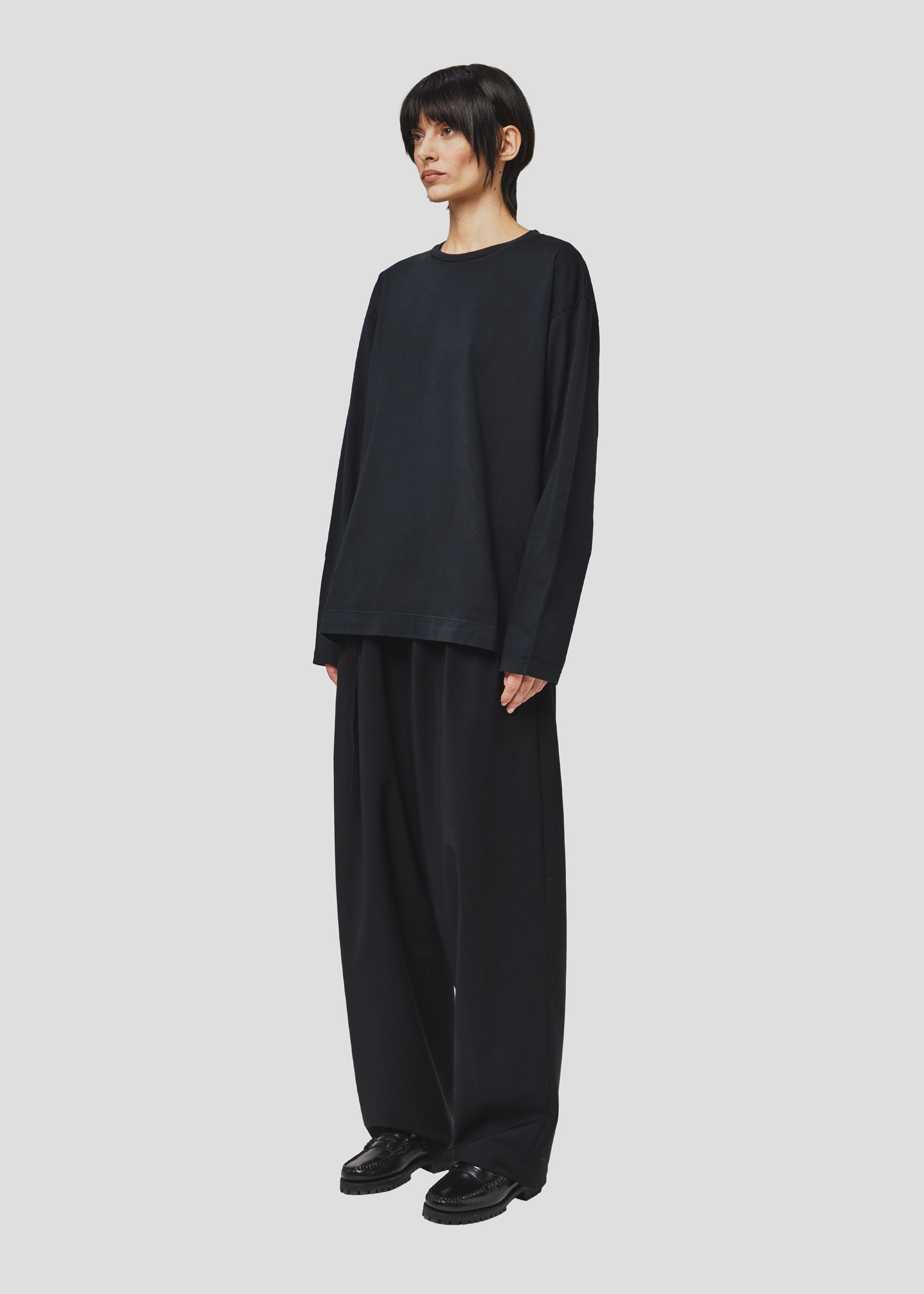 SEVEN GAUGE: T-SHIRT GIROCOLLO MANICA LUNGA NERO