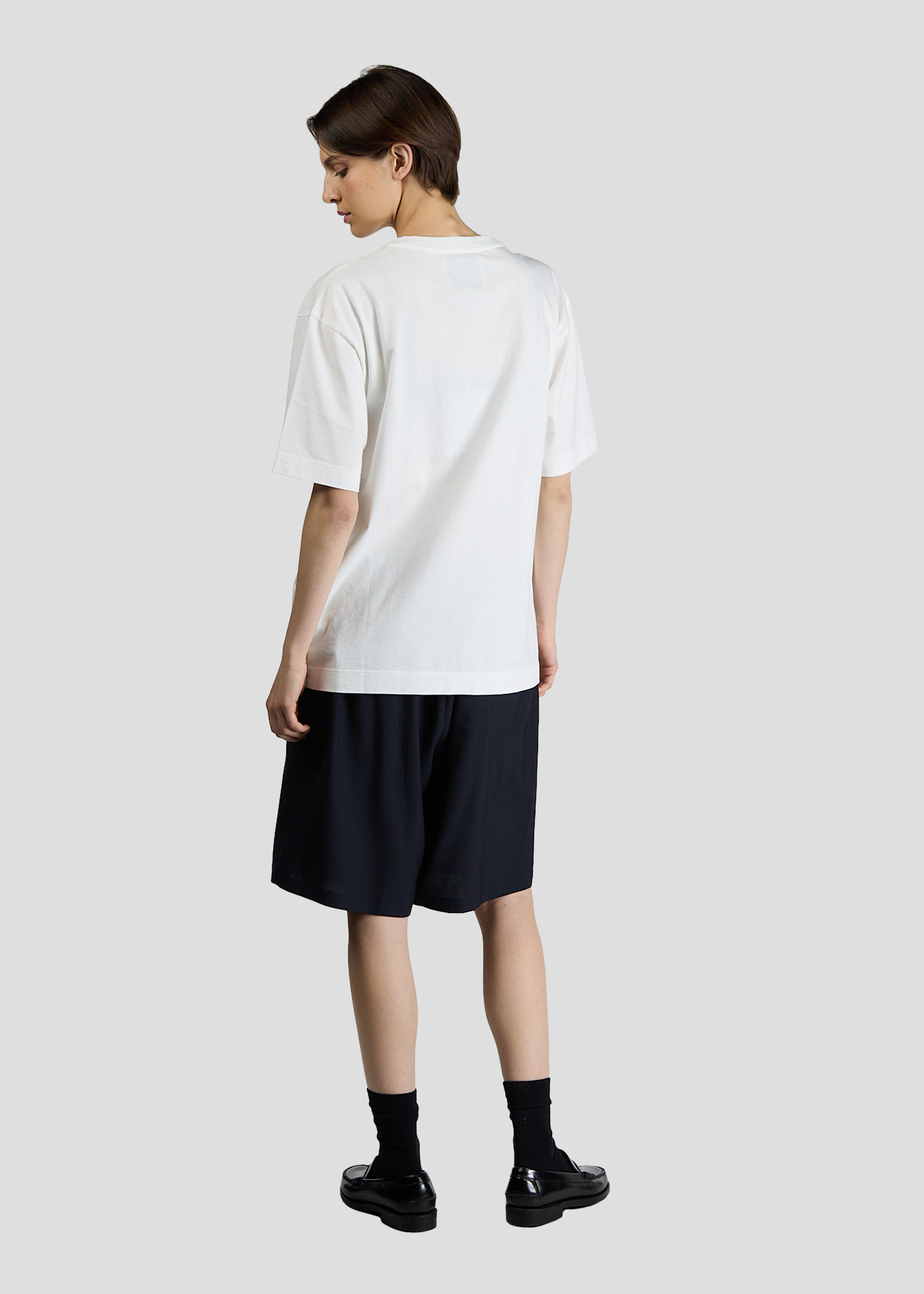 SEVEN GAUGE: T-SHIRT SCOLLO A V MANICA CORTA BIANCO
