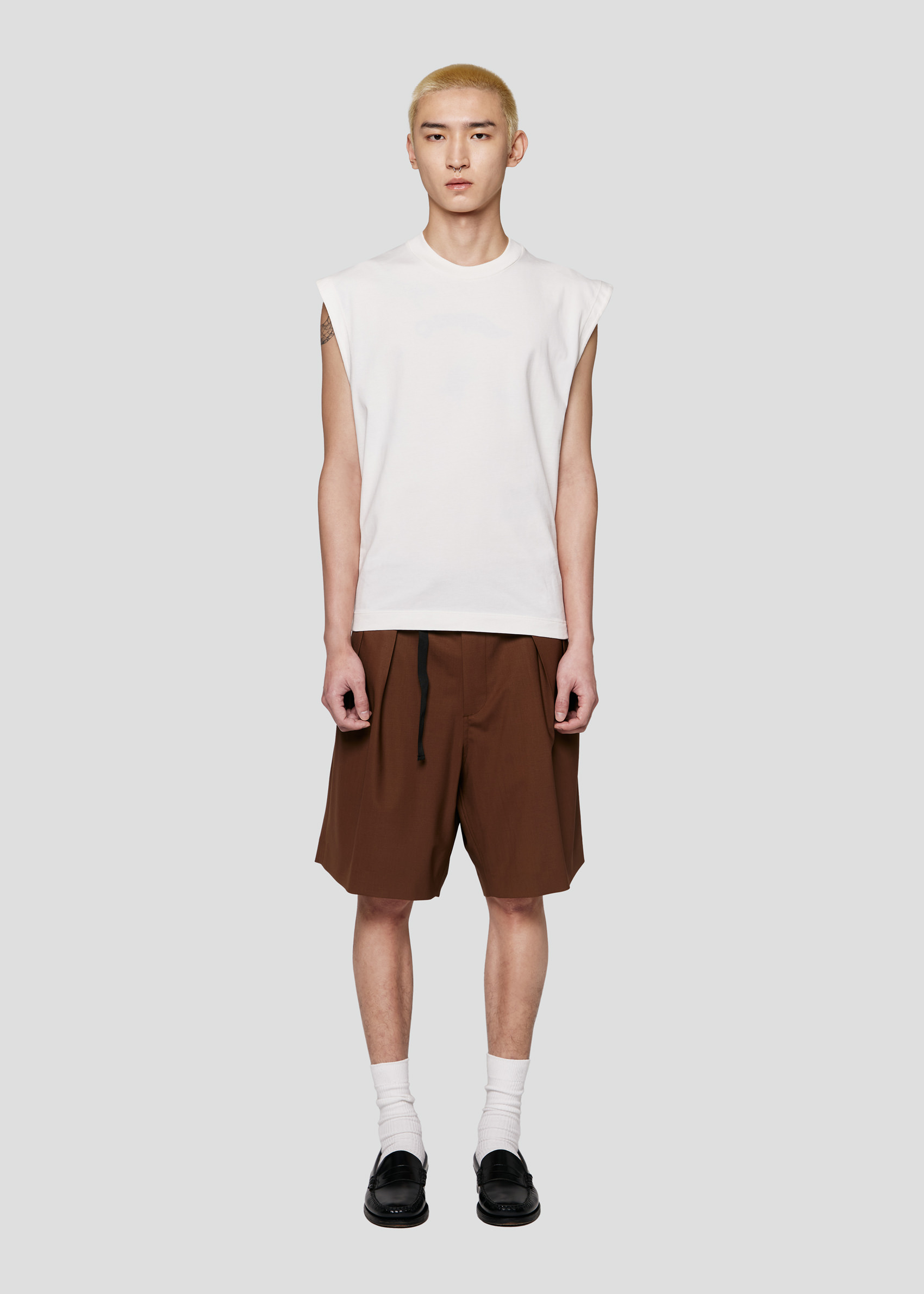 SEVEN GAUGE: T-SHIRT SENZA MANICHE HEAVY JERSEY BIANCO